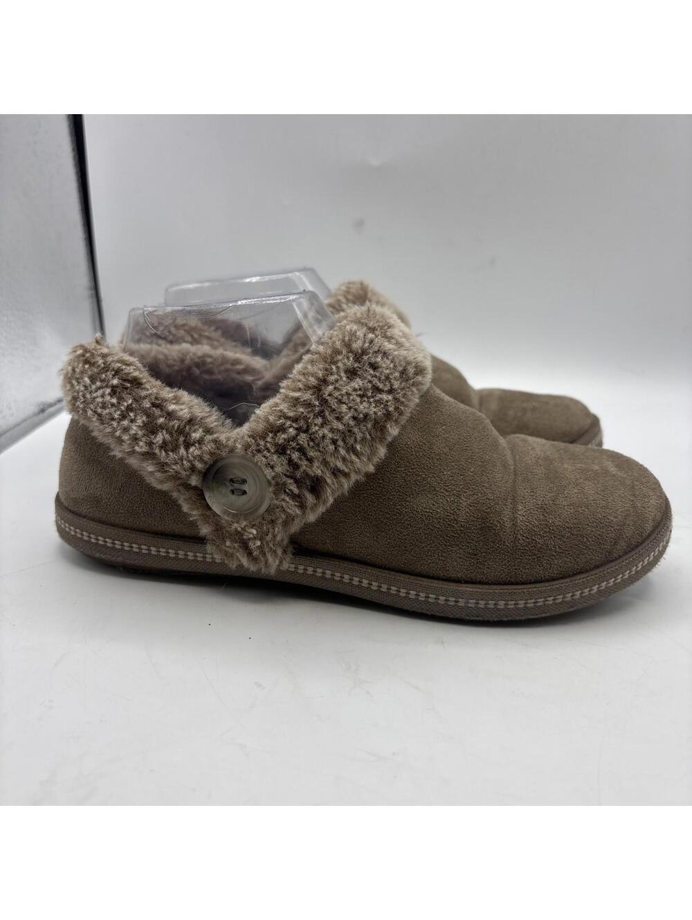 Skechers Womens 6 Cozy Campfire French Toast 2 Slippers Memory Foam Faux Brown